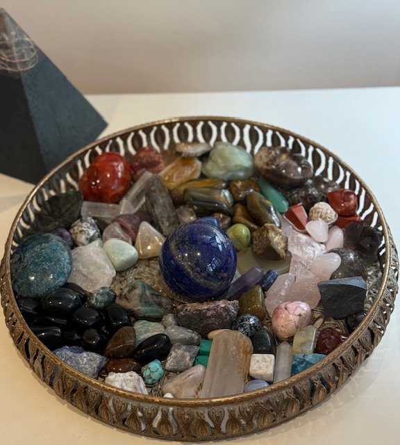 Amethyst stones with Reiki symbols